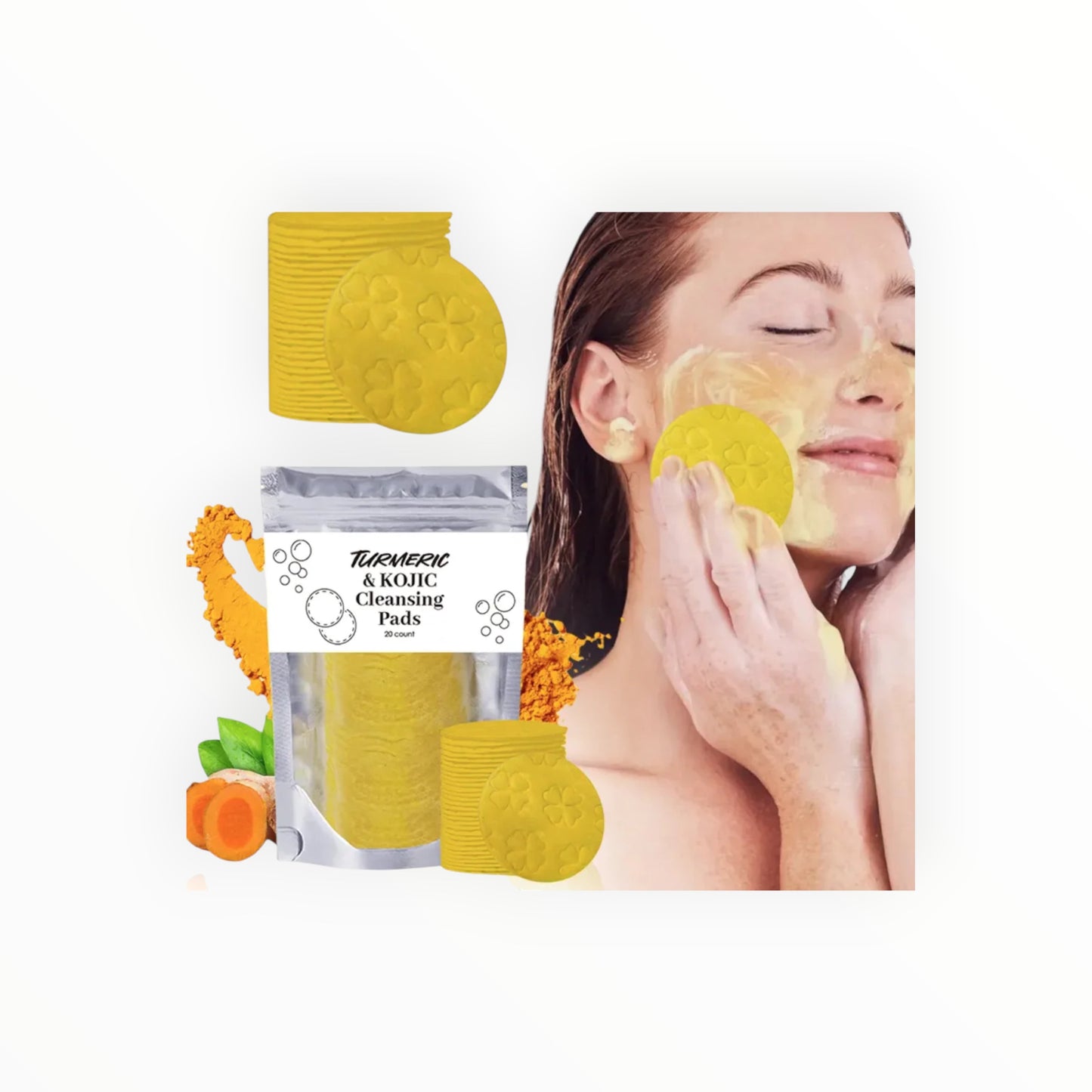 Turmeric & Kojic Cleansing Pads – Gentle Exfoliation & Deep Facial Cleansing